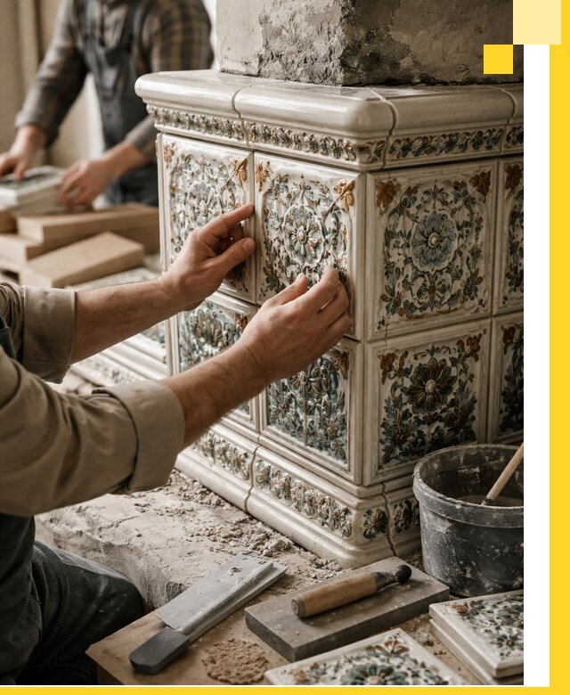 Изразцовые камины под ключ в Назарове: проект и монтаж