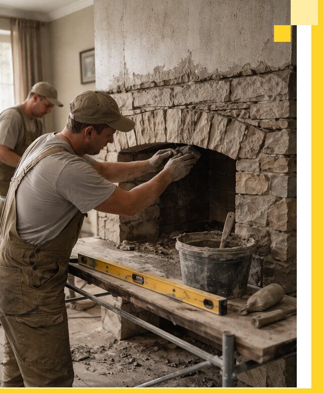 Изготовление каминов под ключ в Назарове, монтаж и отделка