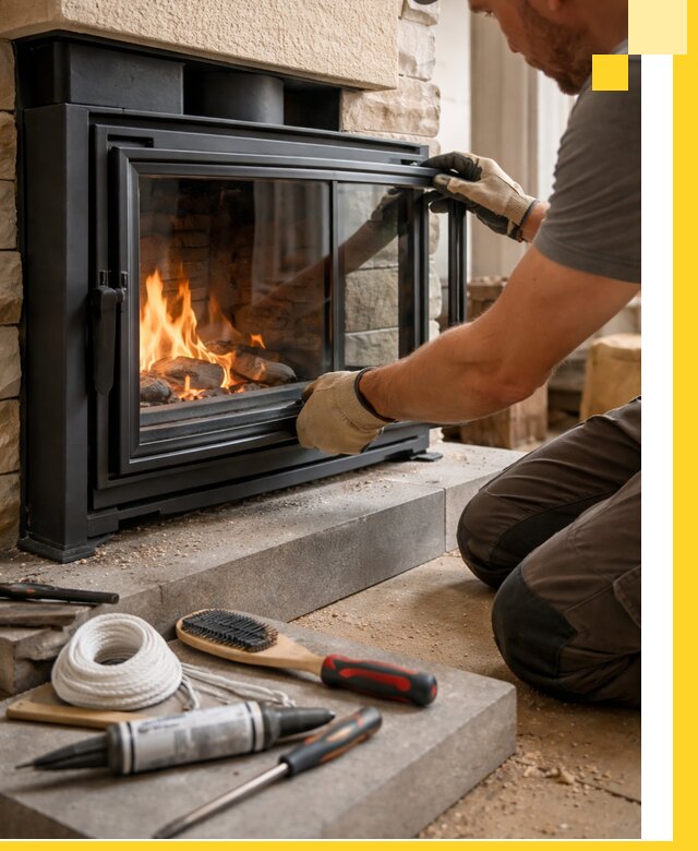 Производство, монтаж и доставка каминов со стеклом в Назарове