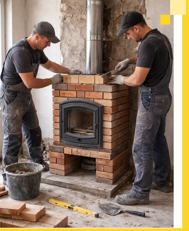 Монтаж печи камина под ключ в Назарове с гарантией и пусконаладкой