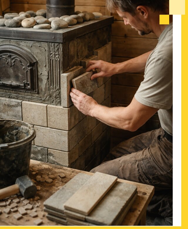 Облицовка банных печей в Назарове профессиональная отделка