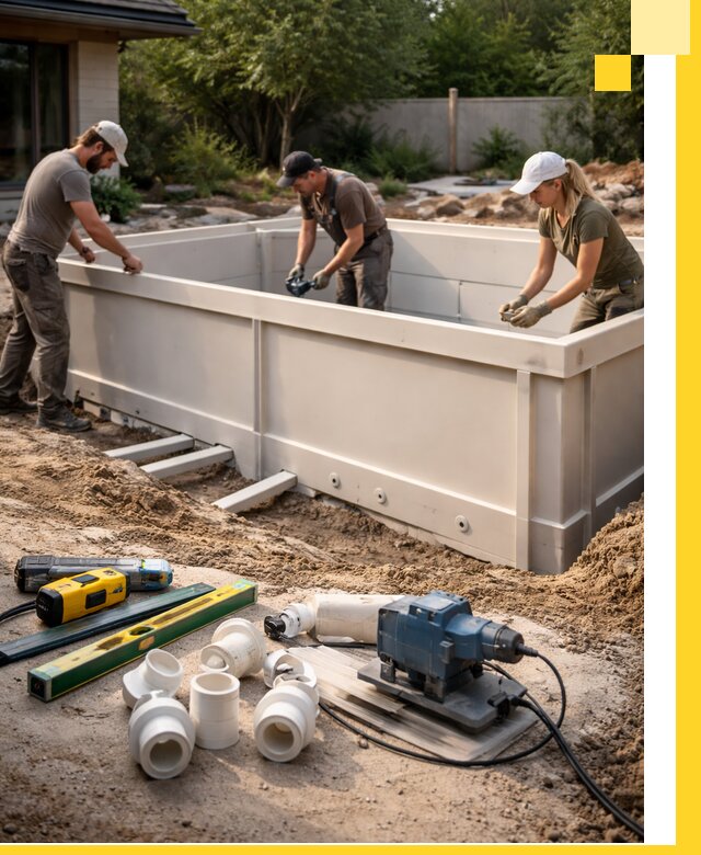 Установка полипропиленовых бассейнов под ключ в Назарове