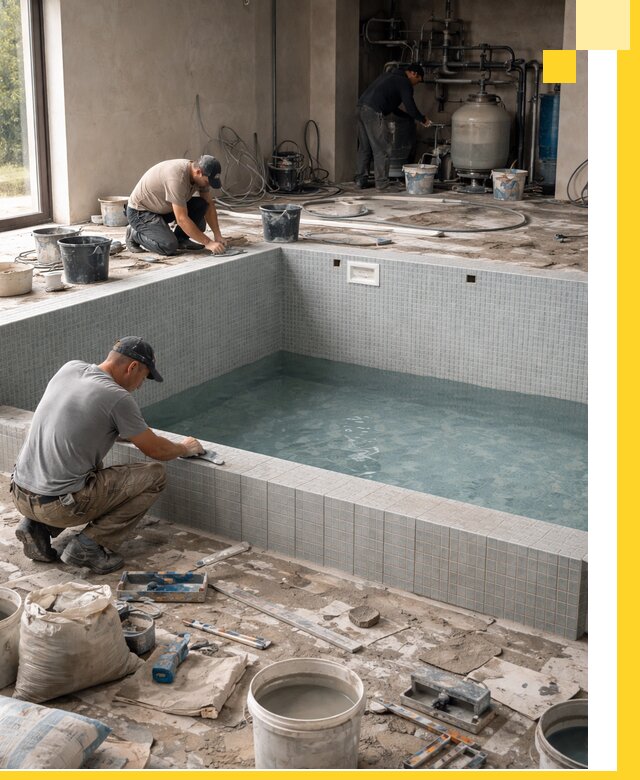 Строительство и монтаж бассейнов в помещении в Назарове