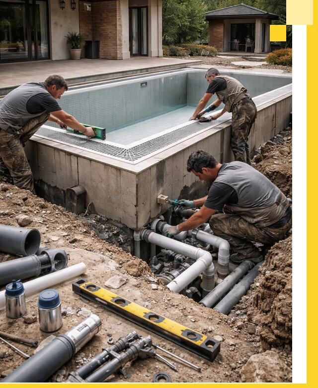 Строительство переливных бассейнов в Назарове под ключ