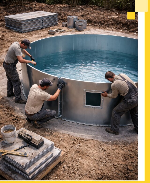 Круглые бассейны под ключ в Назарове проектирование и монтаж