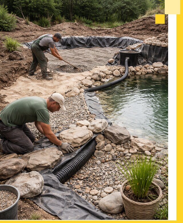 Строительство природных бассейнов и озер в Назарове под ключ