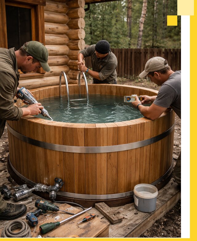 Строительство бань с купелью под ключ и отделкой в Назарове