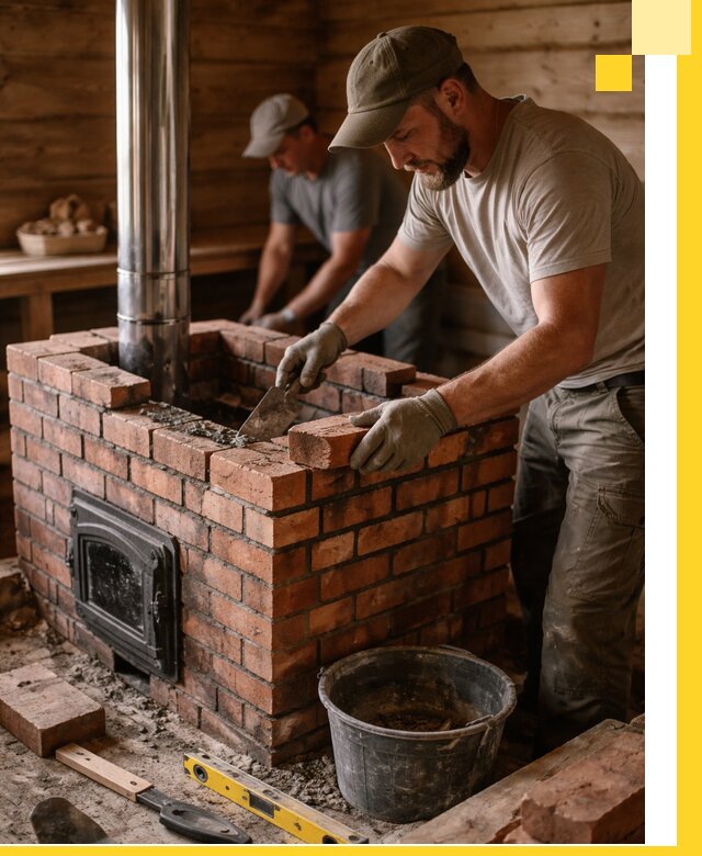 Кирпичные печи для бани под ключ в Назарове, проект и монтаж