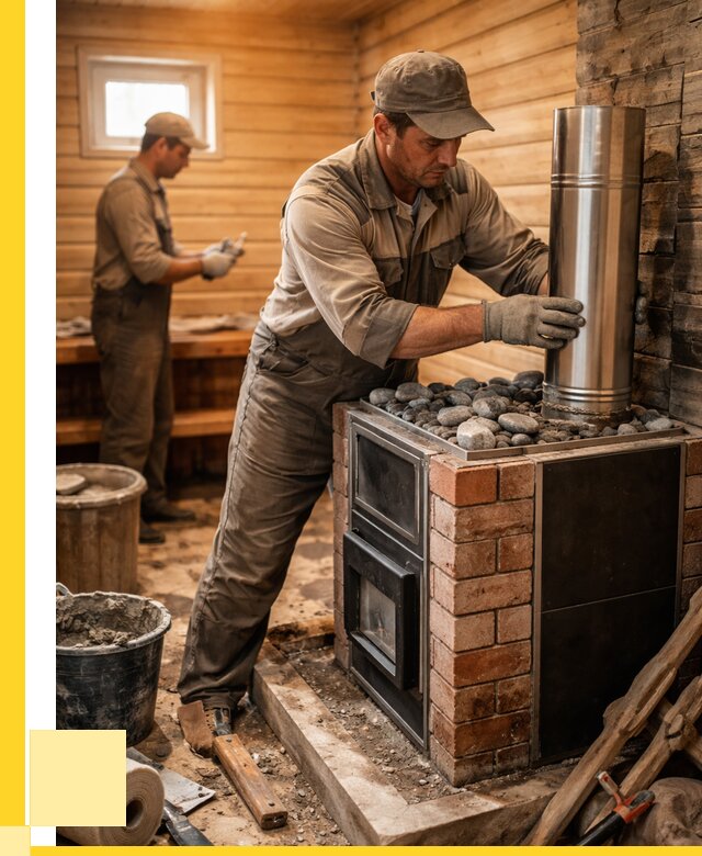 Монтаж печи в бане под ключ в Назарове от 20556 р. | ЭриданНрв