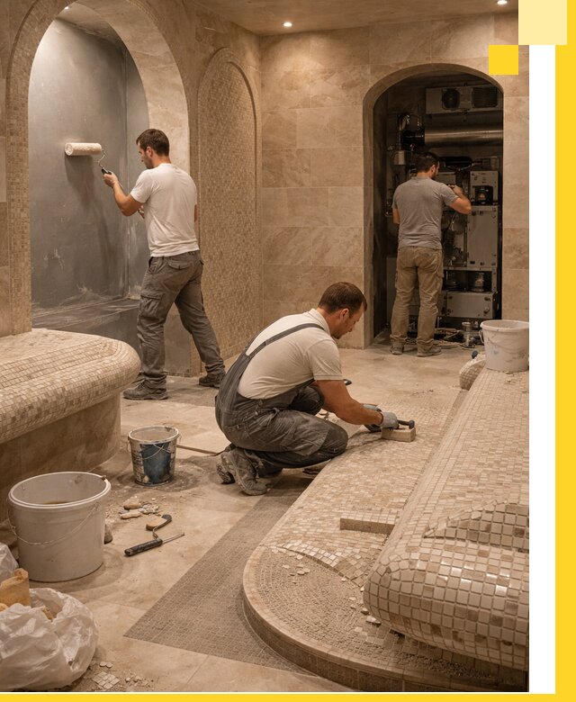 Строительство бани с хамамом и бассейном под ключ в Назарове