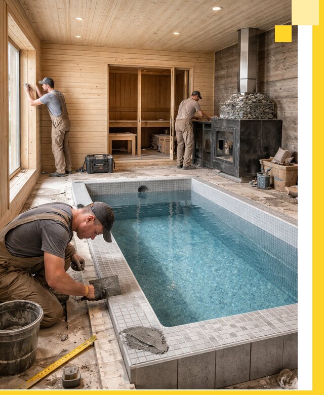 Проект бани с бассейном и сауной в Назарове под ключ