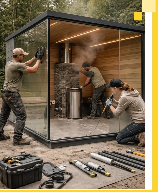 Проектирование и строительство стеклянных бань в Назарове