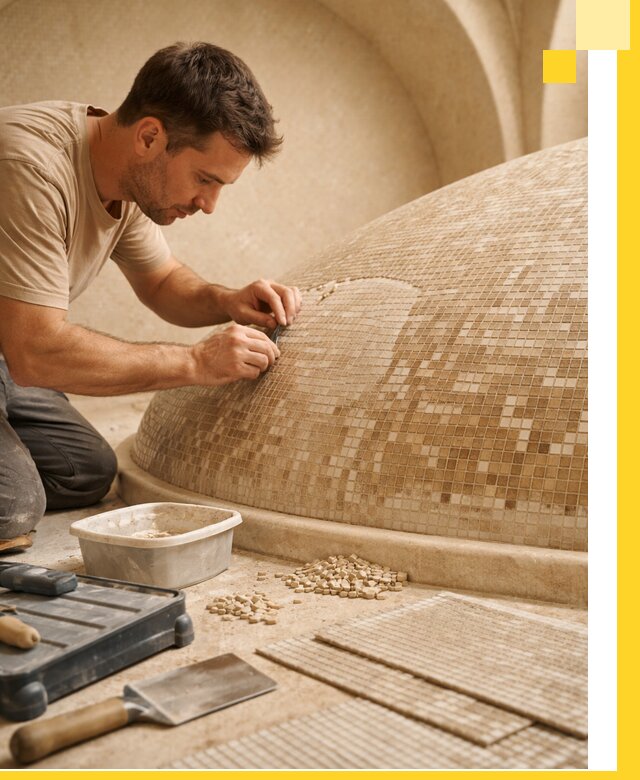 Профессиональная укладка мозаики для хамама под ключ в Назарове