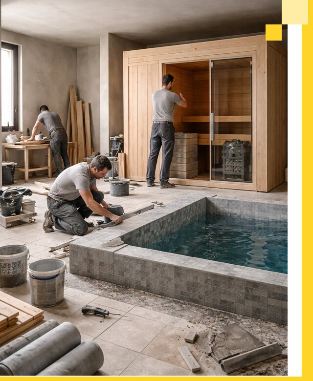 SPA зоны под ключ с бассейном сауной и печью в Назарове